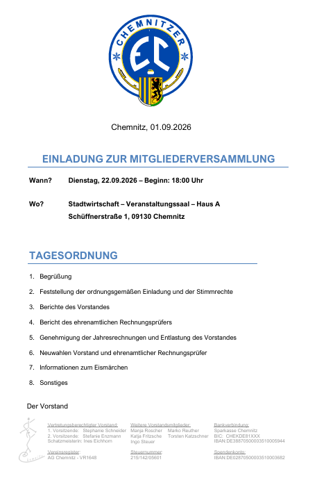 Einladung Mitgliederversammlung 2026